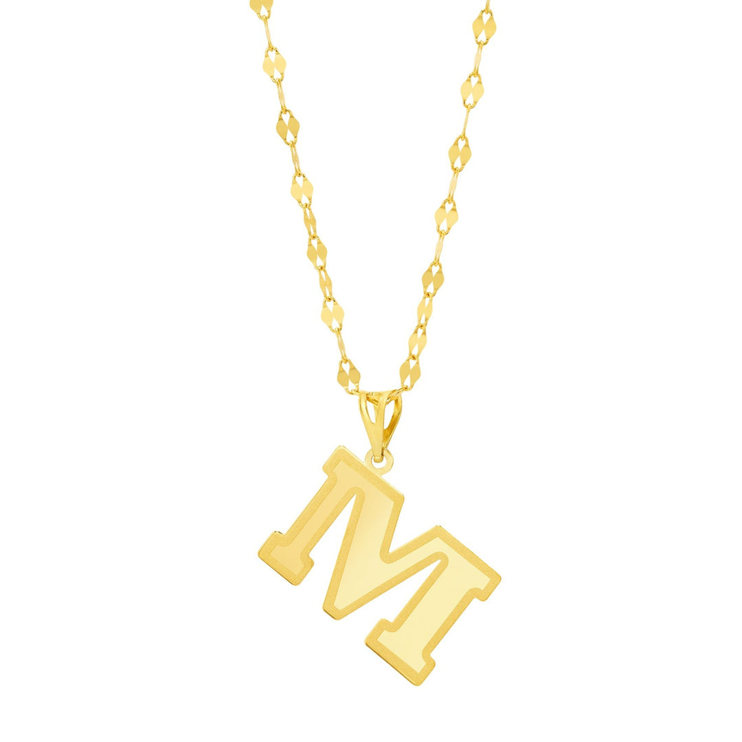 18K Real Gold Letter M Necklace