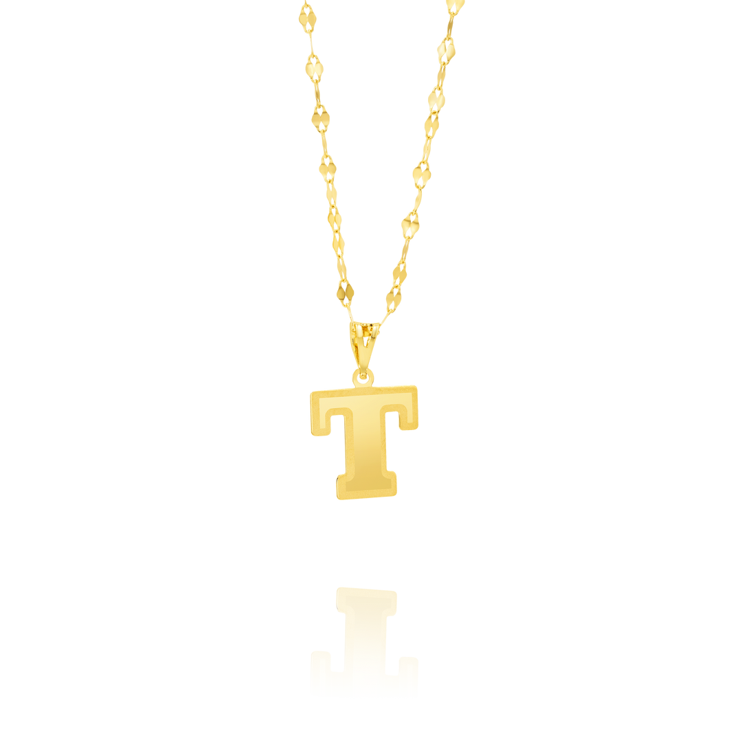 18K Real Gold Letter T Necklace