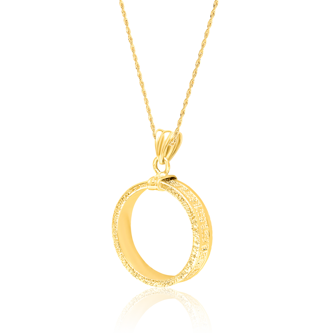 18K Real Gold Round Necklace