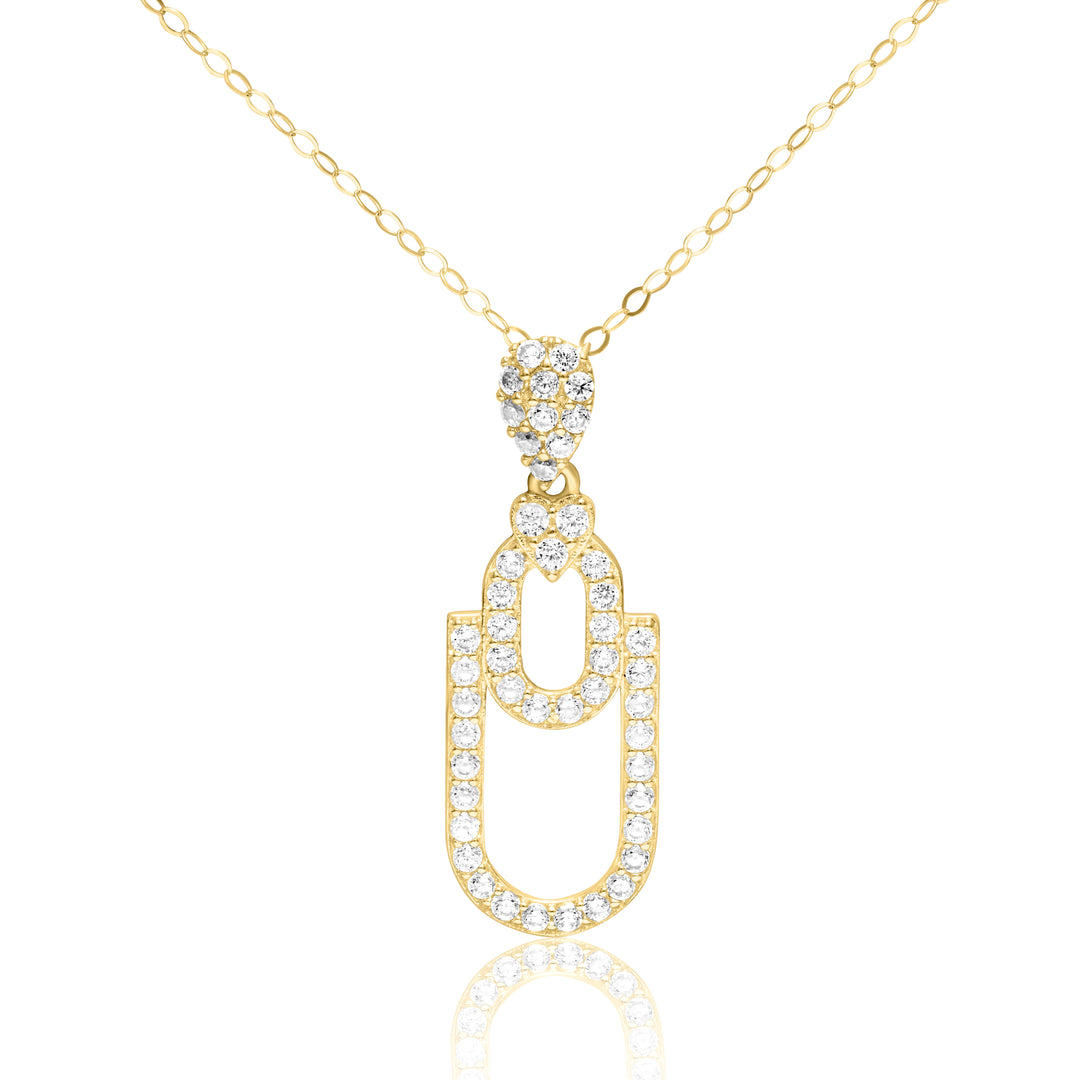 18K Real Gold U-Heart Stone Necklace