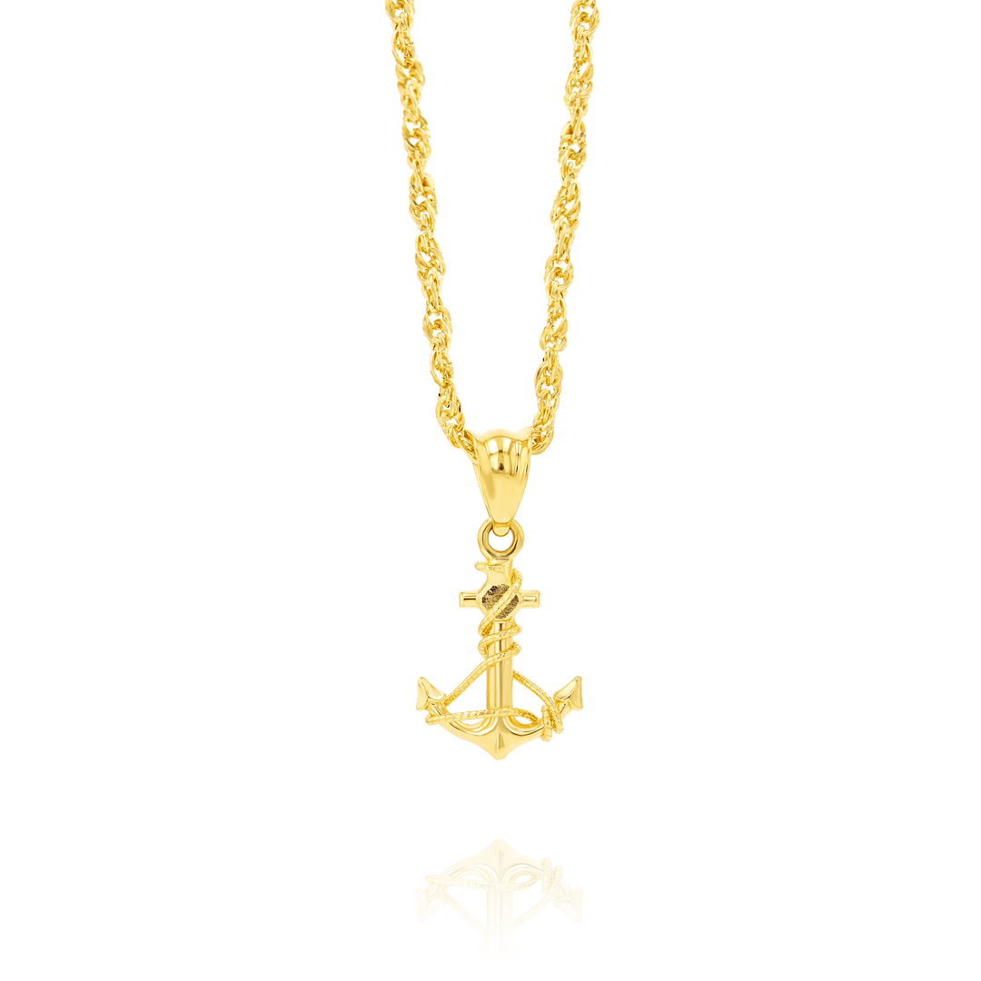18K Real Gold Anchor Necklace