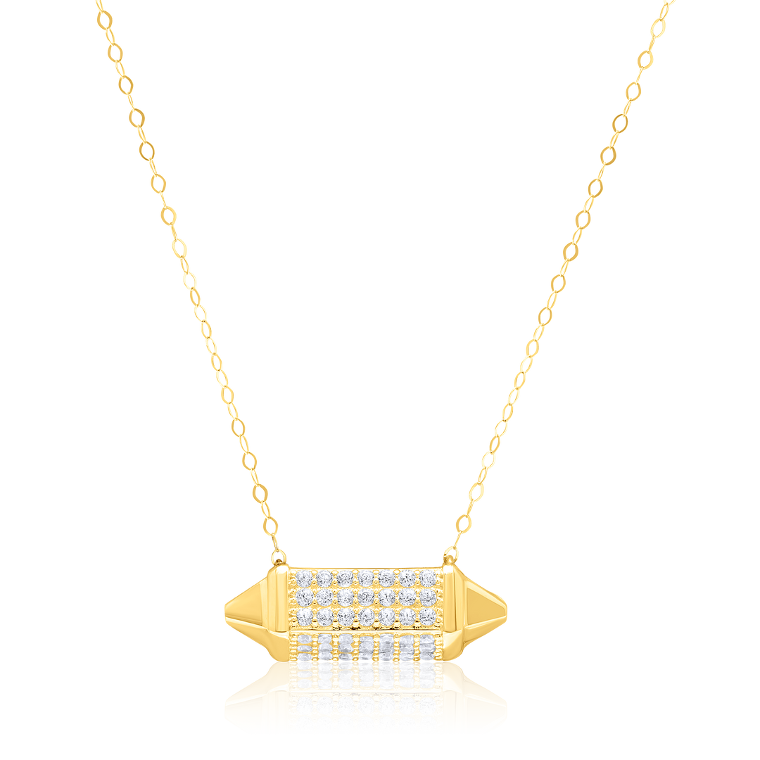 18K Real Gold Long Stone Necklace