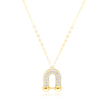 Load image into Gallery viewer, 18K Real Gold U-Linked Stone Necklace