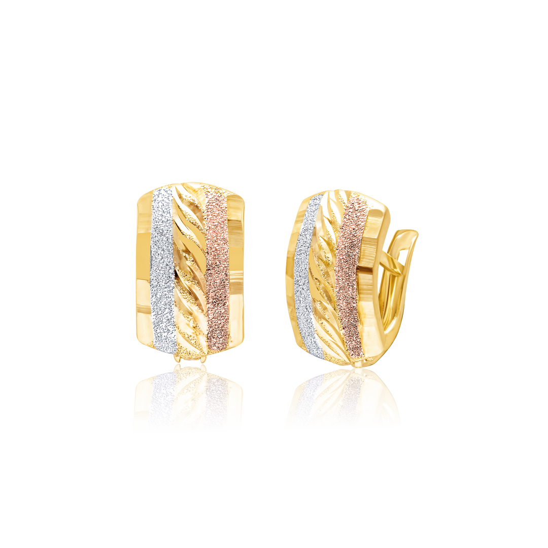 18K Real Gold Curved Clip Earring Set