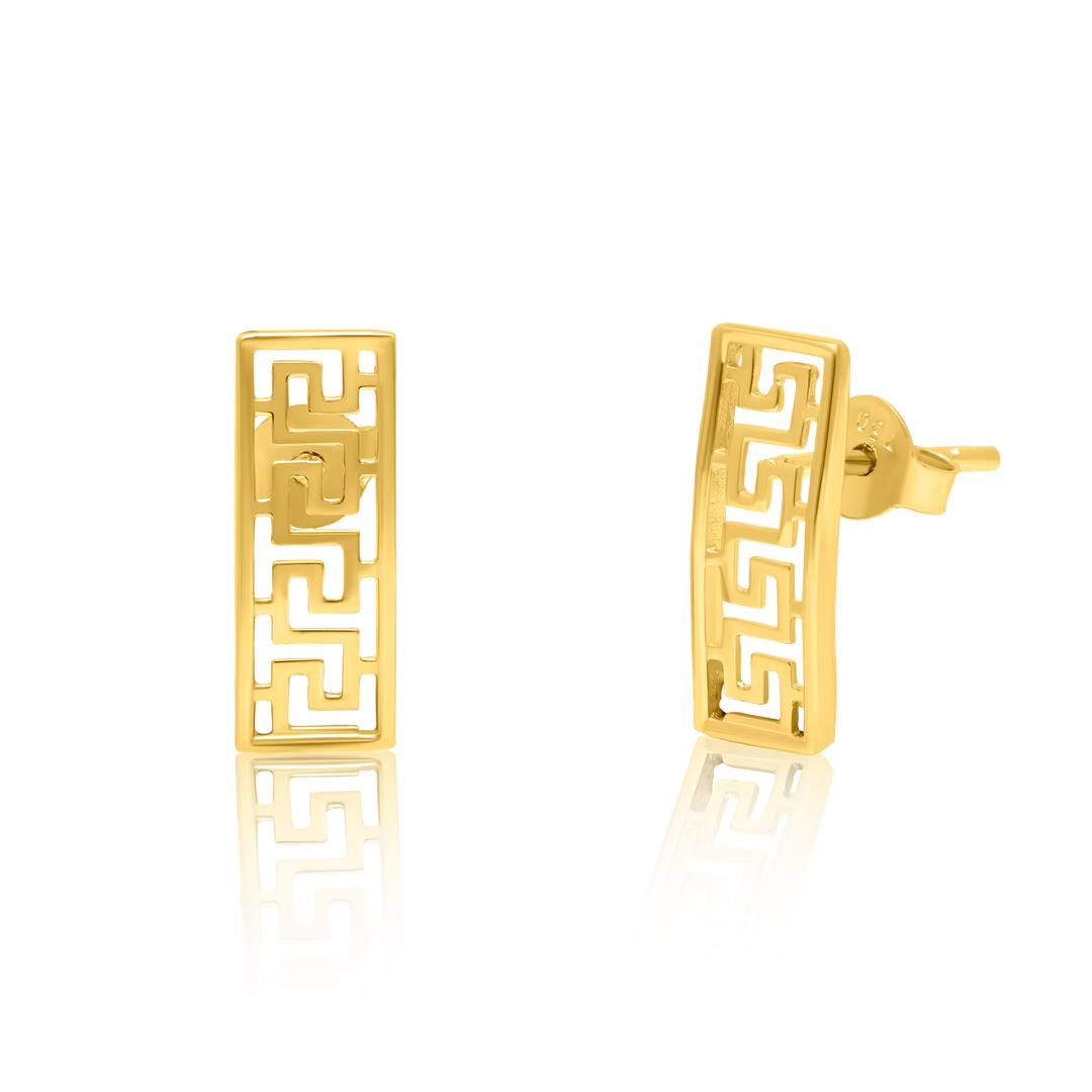 18K Real Gold Curved Stud Earring Set