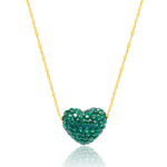 Load image into Gallery viewer, 18K Real Gold Swarski Green Heart Necklace