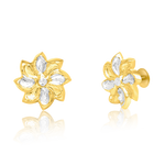 Load image into Gallery viewer, 18K Real Gold 2 Color Flower Screw Earrings