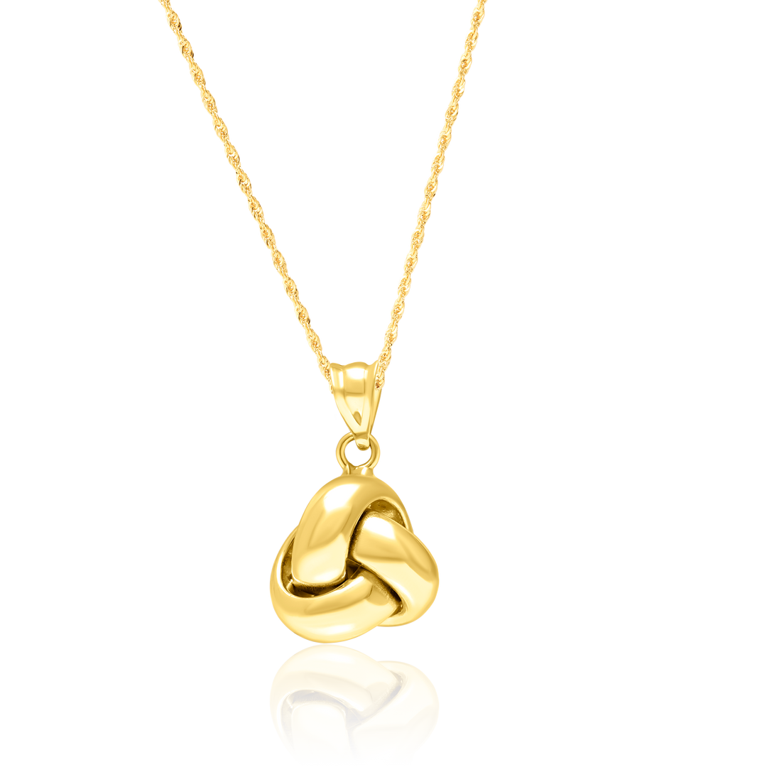 18K Real Gold Twisted Knot Necklace