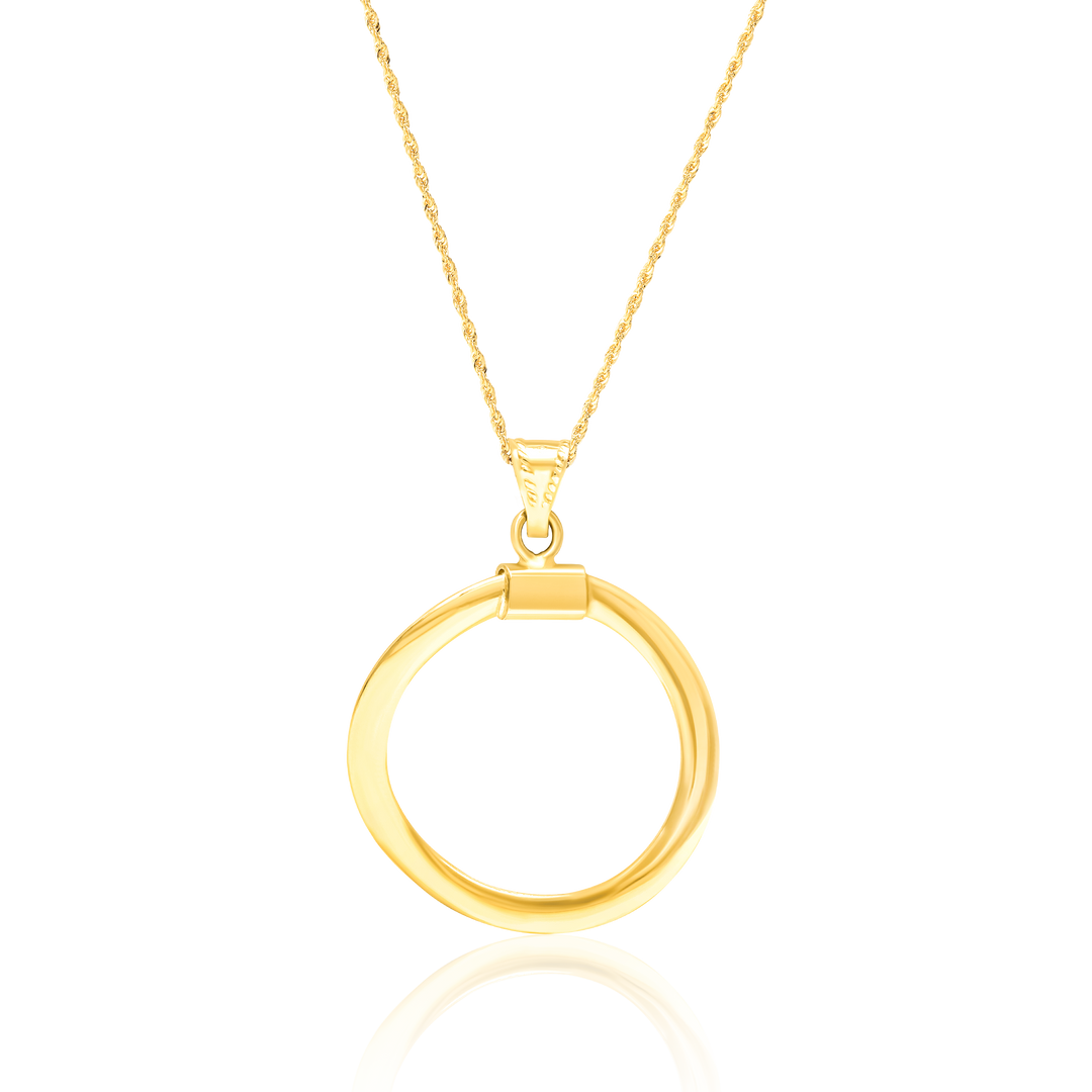 18K Real Gold Twisted Round Necklace