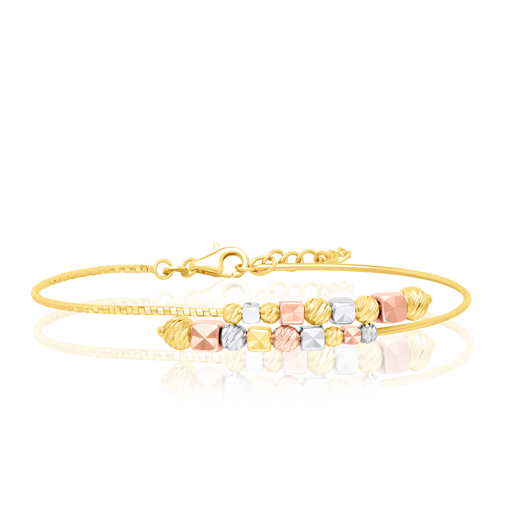 18K Real Gold 3 Color Seed Bangle