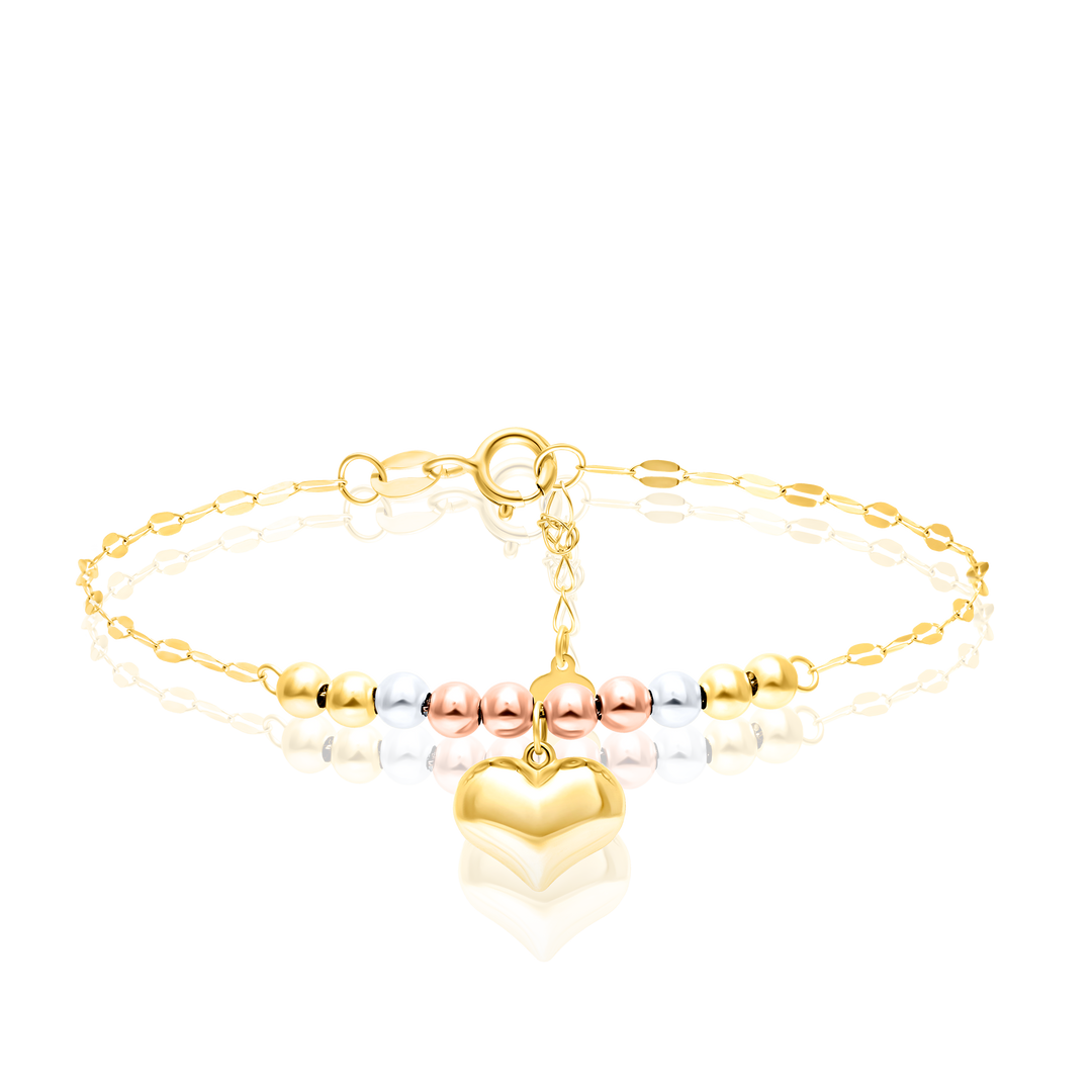 18K Real Gold Heart Seed Bracelet