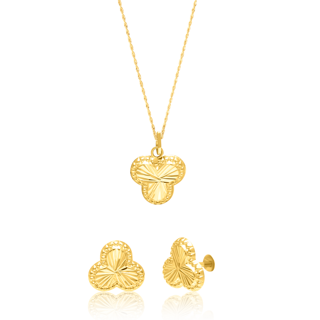18K Real Gold Flower Screw Jewelry Set