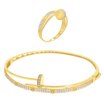 Load image into Gallery viewer, 18K Real Gold Elegant Stone Bangle &amp; Ring
