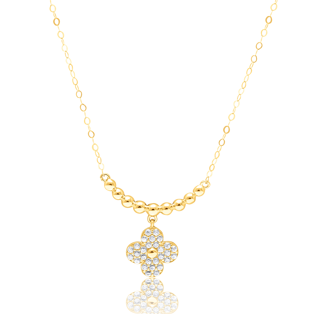 18K Real Gold Seed Flower Stone Necklace