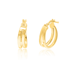 Load image into Gallery viewer, 18K Real Gold Curved Double Round Earring Set