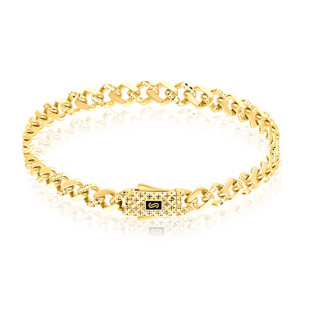 18K Real  Gold Elegant Linked Thick Bracelet
