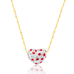 Load image into Gallery viewer, 18K Real Gold Swarski White With Red Heart Necklace