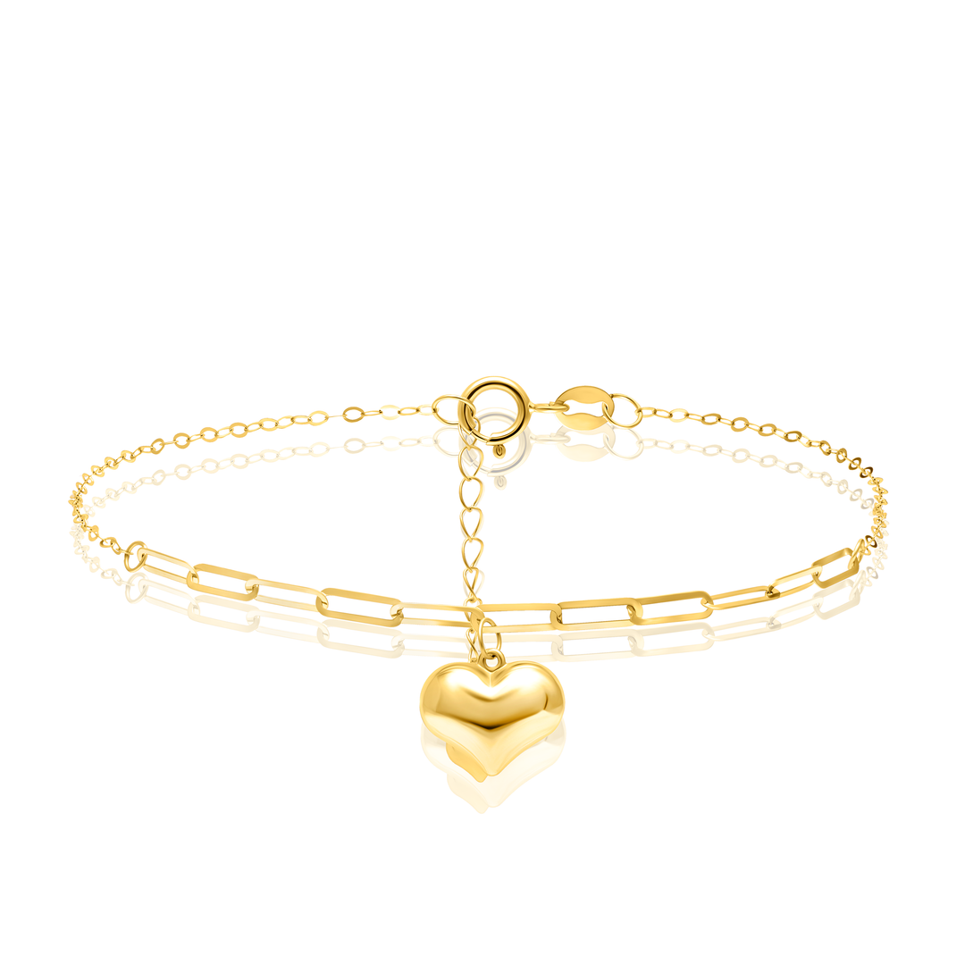 18K Real Gold Linked Heart Bracelet