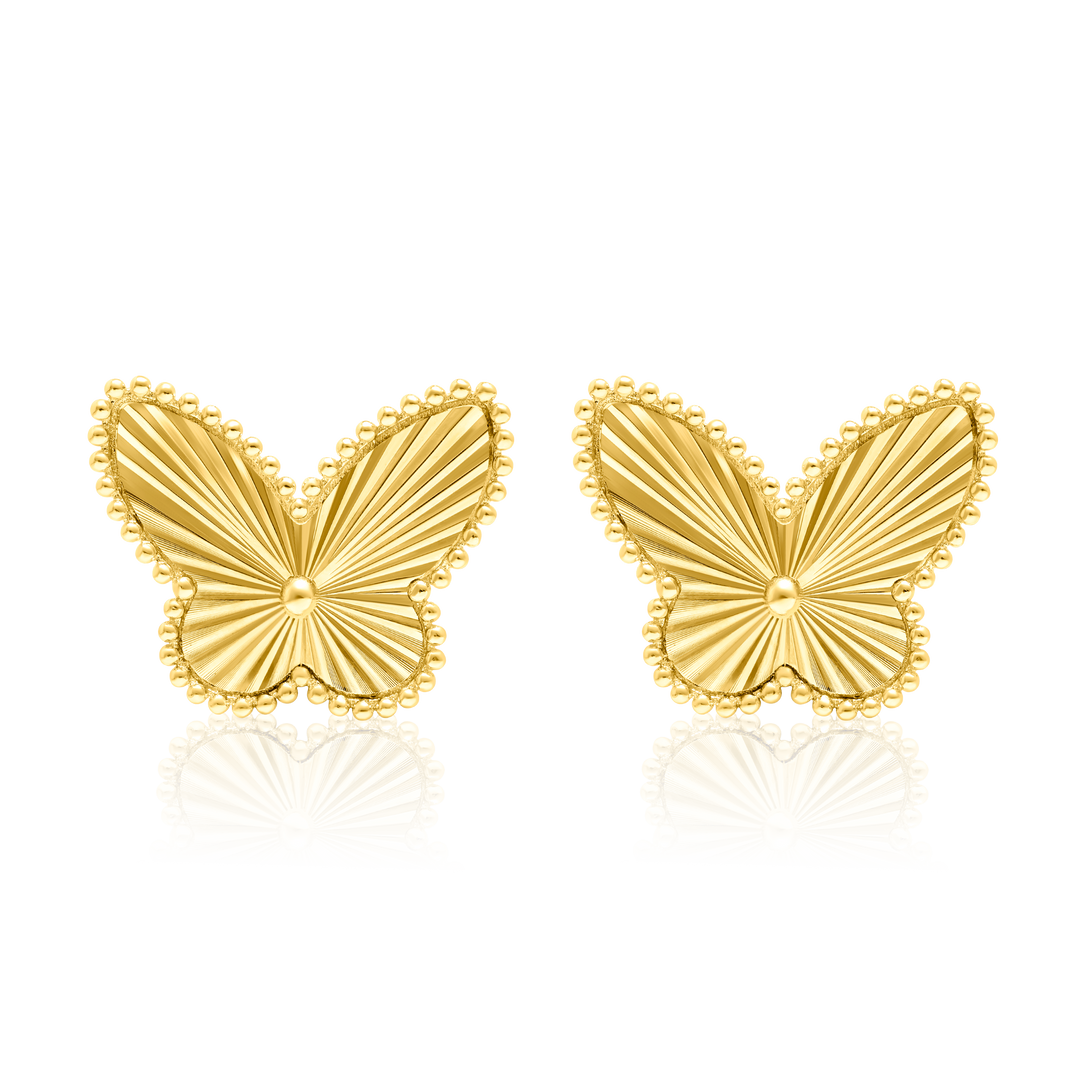 18K Real Gold Butterfly Earring Set