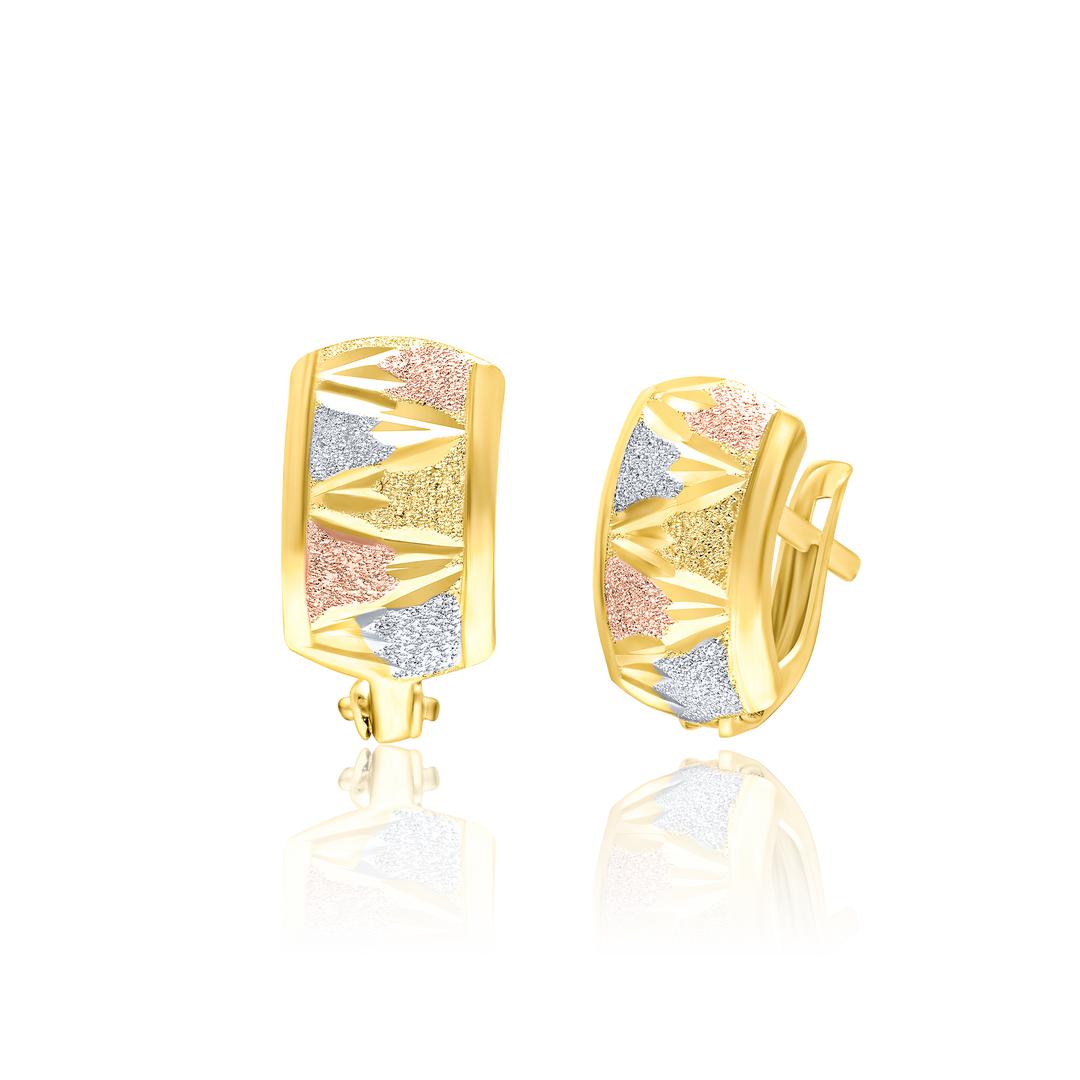 18K Real Gold Curved Clip Earring Set