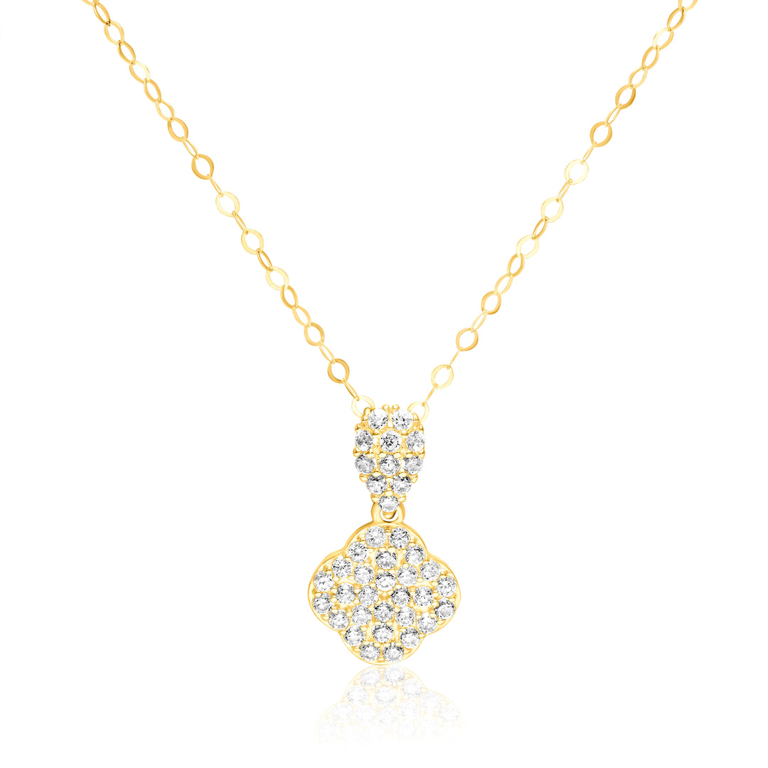 18K Real Gold Stone Flower Necklace
