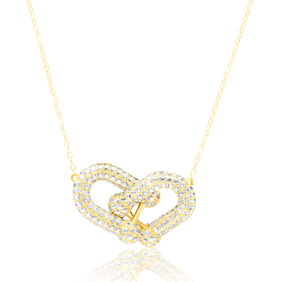 18K Real Gold U-Linked Stone Necklace