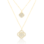 Load image into Gallery viewer, 18K Real Gold 2 Layer Flower Stone Necklace