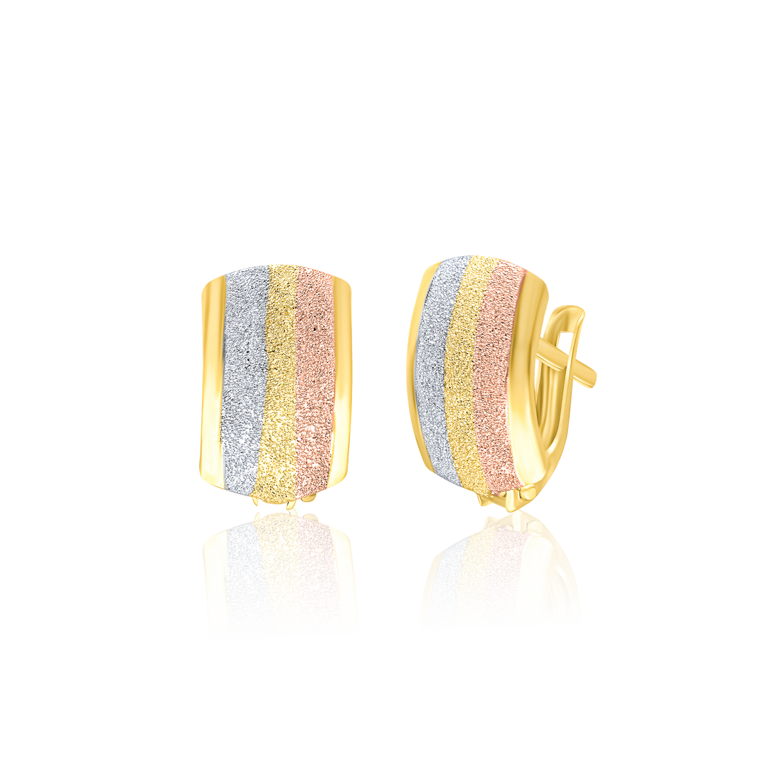 18K Real Gold Curved Clip Earring Set
