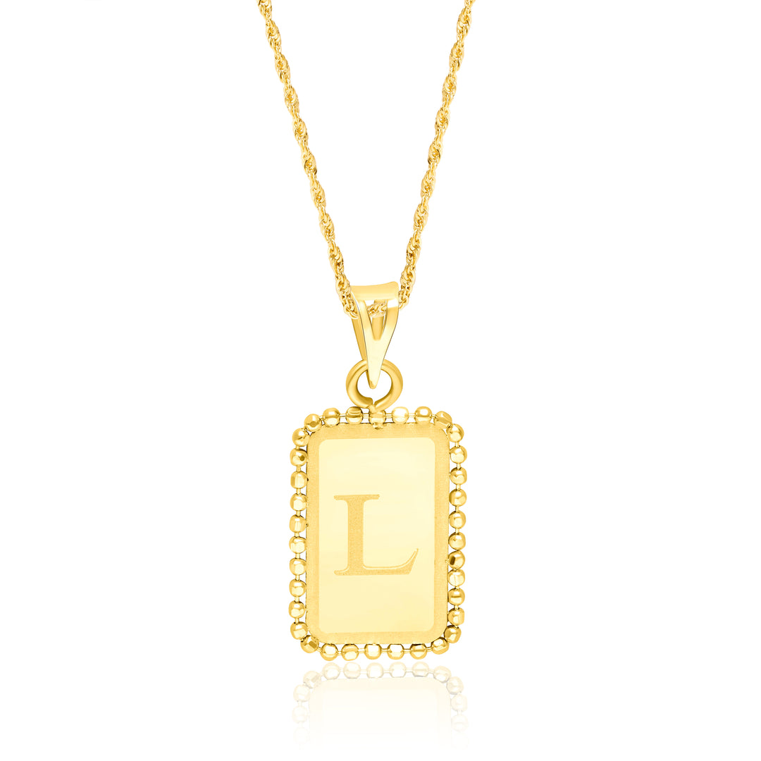 18K Real Gold Letter L Seed Necklace