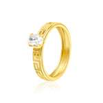 Load image into Gallery viewer, 18K Real Gold Round Stone Ring