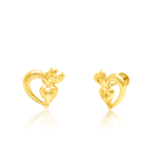 Load image into Gallery viewer, 18K Real Gold Heart Screw Earring Set