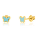 Load image into Gallery viewer, 21K Real Gold Sky Blue Butterfly Stud Earring Set