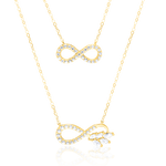 Load image into Gallery viewer, 18K Real Gold 2 Layer Infinity Stone Necklace