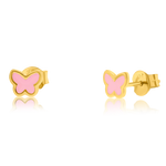 Load image into Gallery viewer, 21K Real Gold Pink Butterfly Stud Earring Set