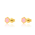 Load image into Gallery viewer, 21K Real Gold Pink Flower Earring Set