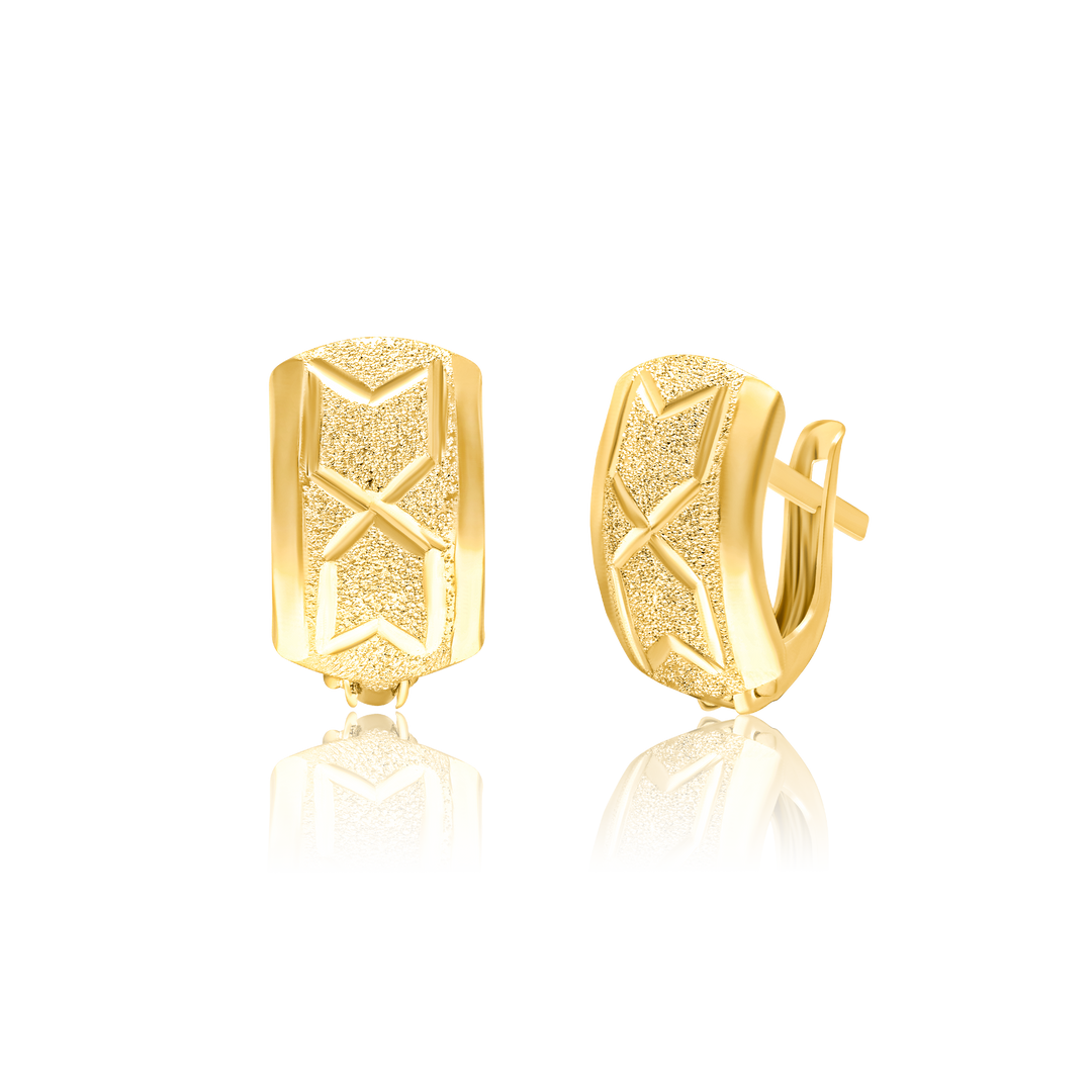 18K Real Gold Curved Clip Earring Set