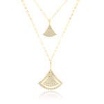 Load image into Gallery viewer, 18K Real Gold 2 Layer Oval Axe Stone Necklace