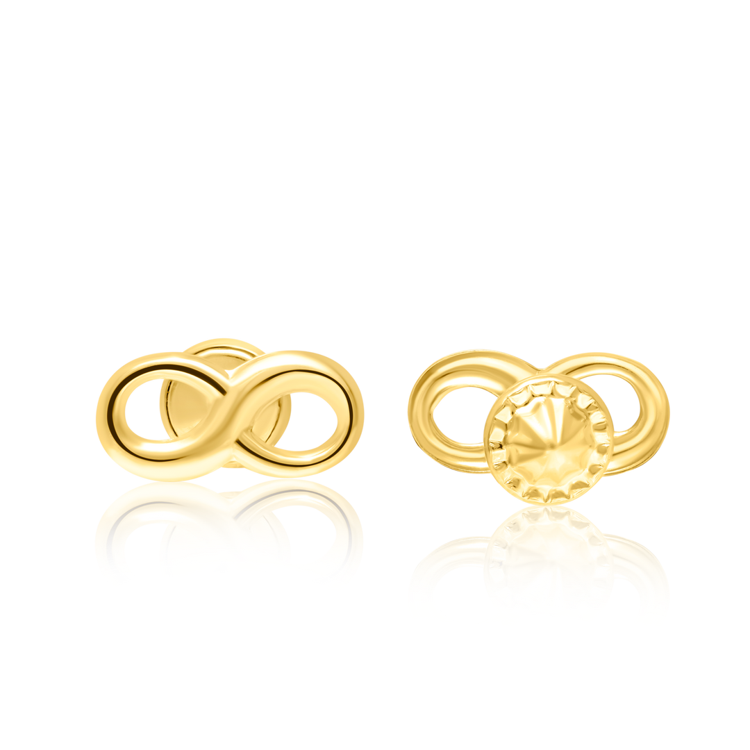 18K Real Gold Infinity Screw Earring Set