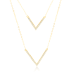 Load image into Gallery viewer, 18K Real Gold 2 Layer V Stone Necklace