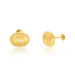 Load image into Gallery viewer, 18K Real Gold Oval Screw Earring Set
