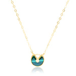 Load image into Gallery viewer, 18K Real Gold Round Green Necklace