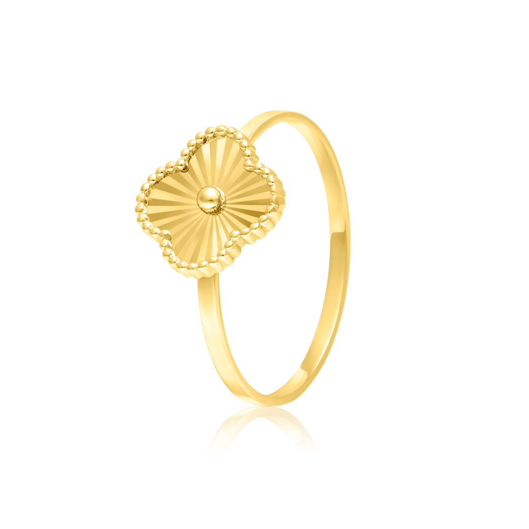 18K Real Gold Flower Ring