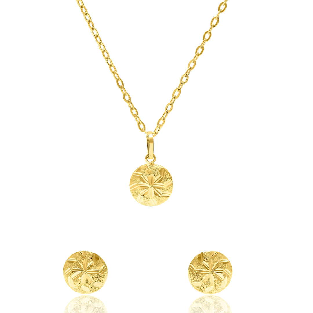 18K Real Gold Small Round Jewelry Set