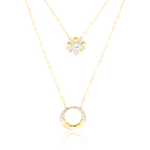 Load image into Gallery viewer, 18K Real Gold 2 Layer Round Flower Stone Necklace