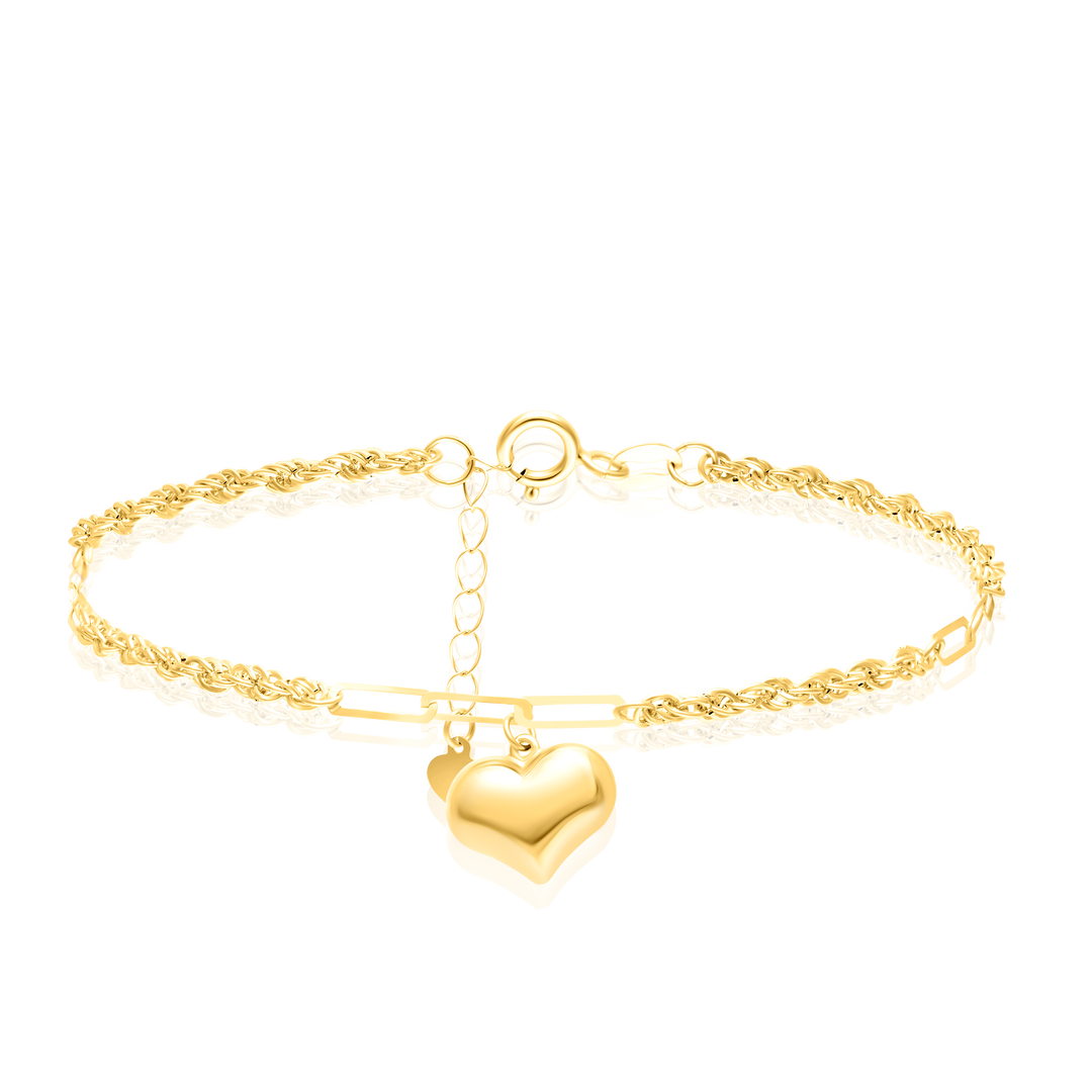 18K Real Gold Linked Heart Bracelet