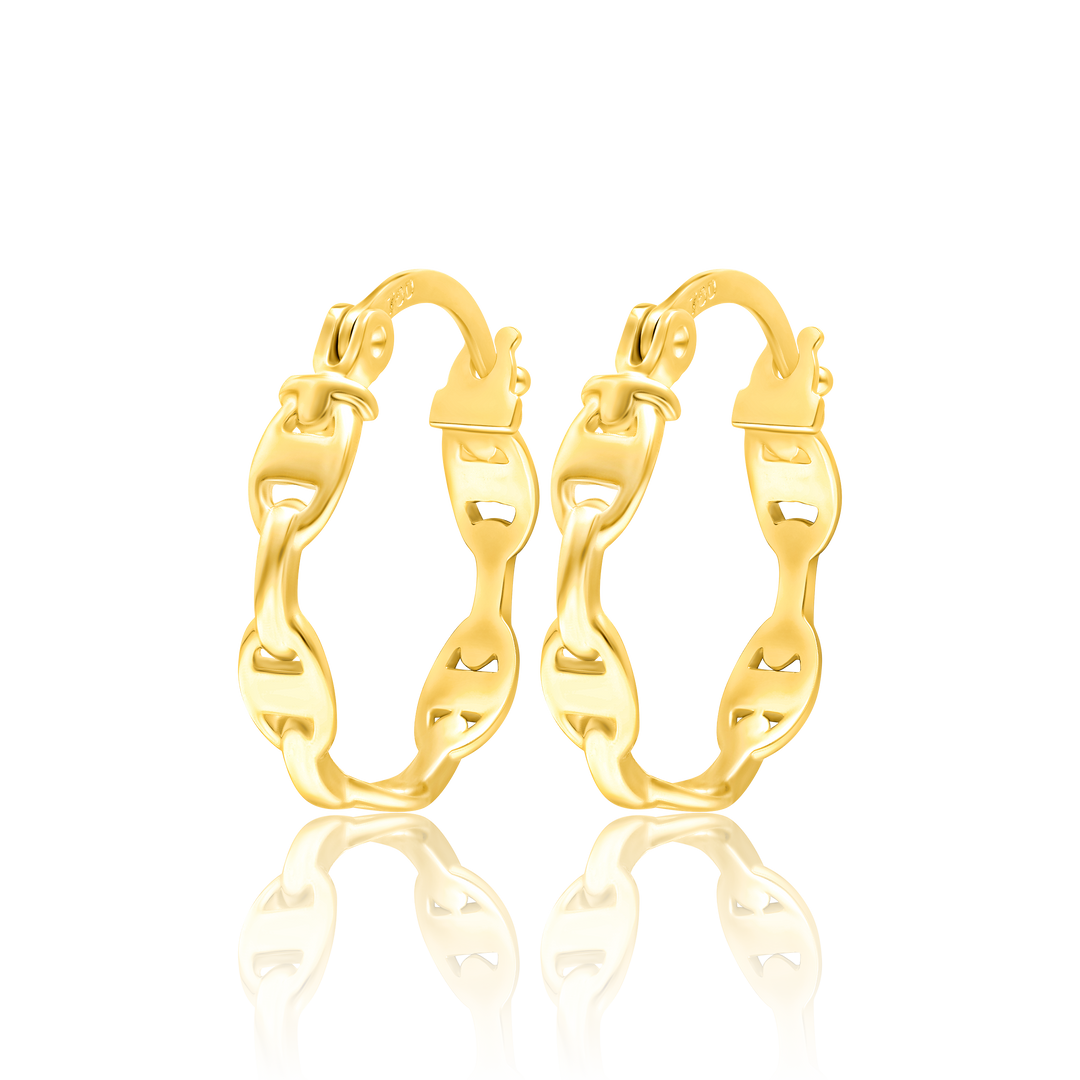 18K Real Gold Twisted Round Earring Set
