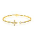 Load image into Gallery viewer, 18K Real Gold Flower Stone Bangle