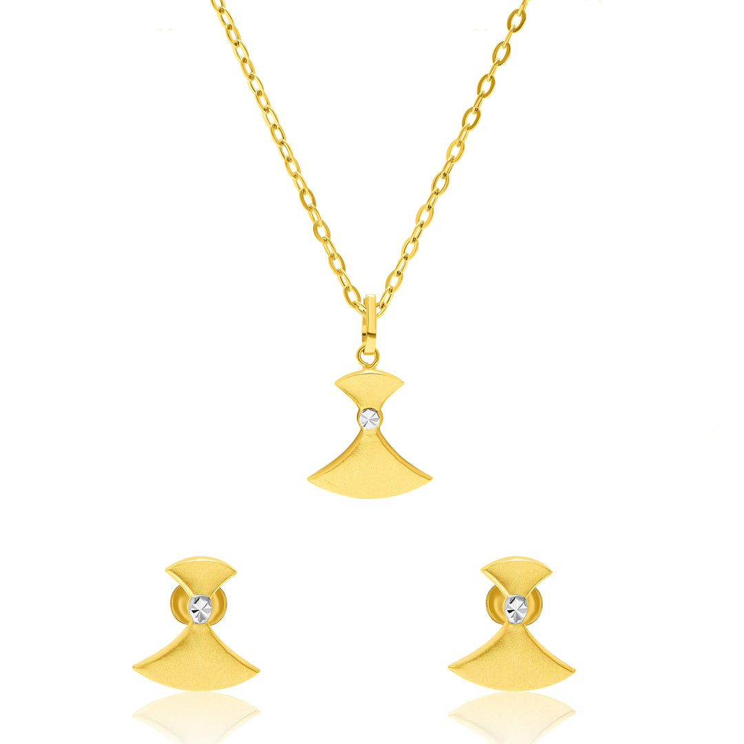 18K Real Gold Screw Stone Jewelry Set