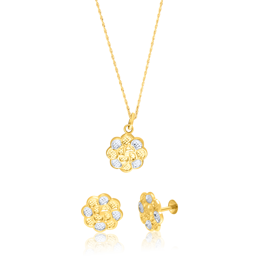 18K Real Gold Flower Screw Jewelry Set