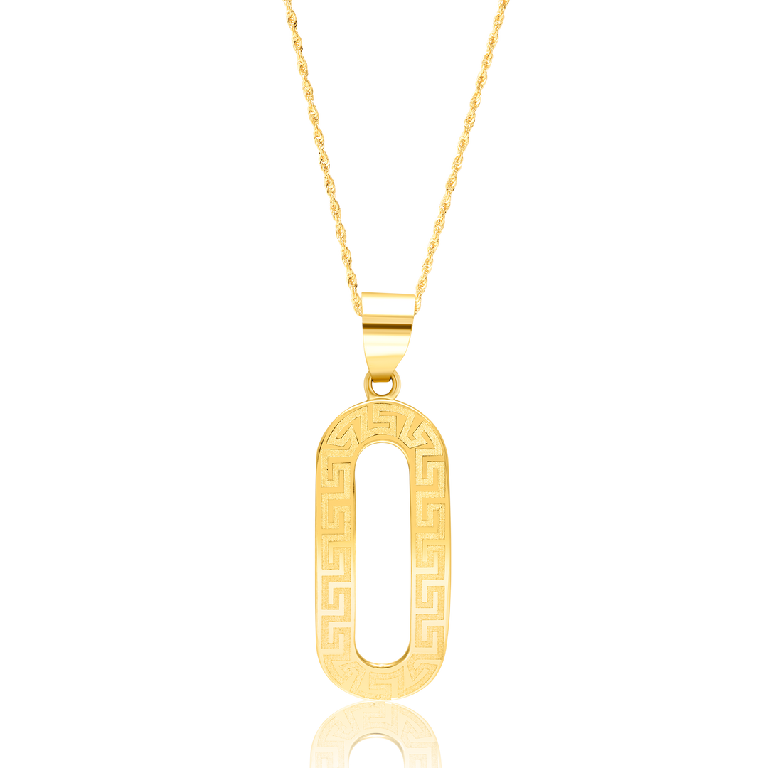18K Real Gold Long Oval Necklace